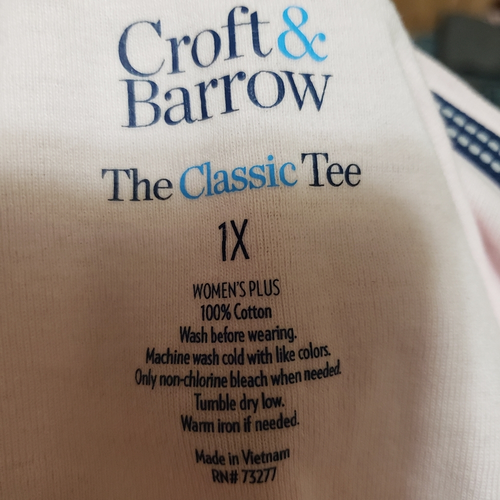 Pink 1X Long Sleeve Croft & Barrow The Classic Tee 100% Cotton - Picture 3 of 3